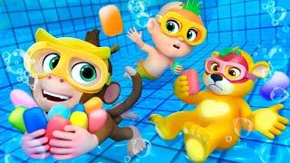 Swimming Pool Challenge!  Bubbles Song Lalafun Nursery Rhymes & Original Kids Songs