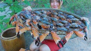 Yummy Sea Crab Stir Fry Green Onion - Sea Crab Cooking - Cooking With Sros