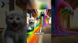 kitten chased by rainbow slime! #cat #cats #catvideos #cutecat #catlover