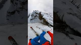 the hardest run in Jackson Hole #skiing down a cliff in S&S couloir