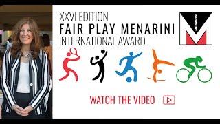 XXVI Fair Play Menarini Award - Video of Elcin Barker Ergun, Menarini Group CEO