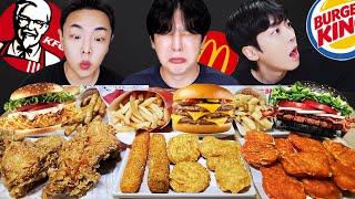 ASMR MUKBANG | KFC vs McDonald's vs Burger King Battle ! Fried Chicken, burger, Cheese stick