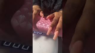 Acrlysic application before filing #acrylicapplication #acrylicnails #pinkacrylic #youngnailsinc