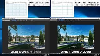 3Dsmax Vray 3 4 Render Time Exterior AMD R7 2700 vs AMD R9 3900