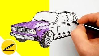 Car Zhiguli VAZ-2107  How to Draw Car  Draw a Zhiguli sedan