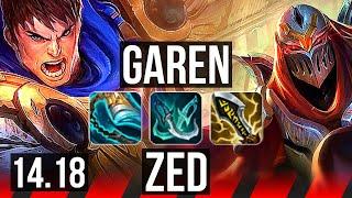 GAREN vs ZED (TOP) | 10 solo kills, 500+ games, Dominating, 12/3/3 | BR Master | 14.18