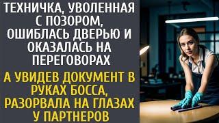 Техничка, уволенная с позором, ошиблась дверью… А увидев документ в руках босса, ошарашила весь офис