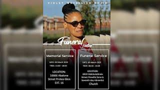 FUNERAL SERVICE OF MRS  VIOLET MATSELISO ROJIE ( OUR MOTHER )