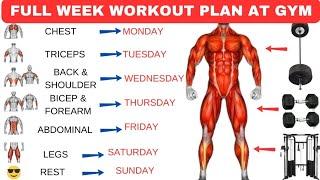 Full Week Gym Workout Plan | Week Schedule For Gym Workout | Workout Hut