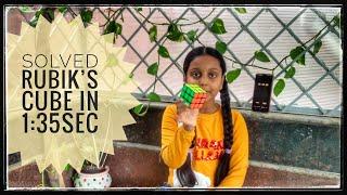 Solved Rubik’s cube in 1:35sec by Veeksha| 3x3x3 cube |solve cube fast |Brain gym|increase memory