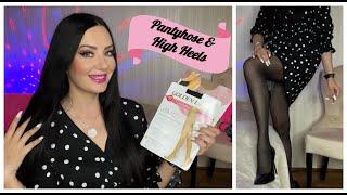 ASMR Sheer Stockings, Tights & High Heels  Styling My New Black Dress With Pantyhose