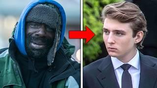 Homeless Man asks Barron Trump "Can you give me 1$?" Trump's response is SHOCKING