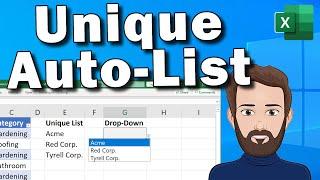 Unique Drop Down Lists that Automatically Update with New Values