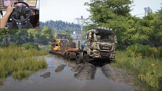 Man TGS 8X8 Heavy hauling in a forest - SnowRunner | Thrustmaster TX