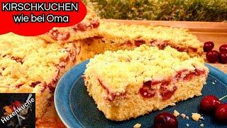 Make your own cherry cake with crumble  Grandma's simple recipe for a sheet cake with sponge mix...