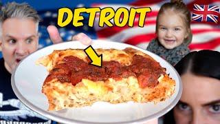 Brits Try American [DETROIT STYLE PIZZA] for the first time! *Better Than Chicago*?