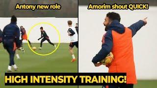 Ruben Amorim screamed Antony to 'QUICK' as he played as wing-back in first training at Man United