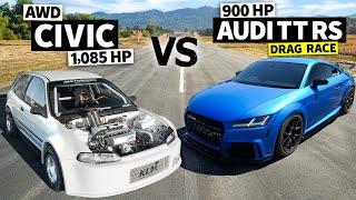 Closest Matchup YET! 1085hp Honda Civic vs 900hp Audi TT RS Drag Race