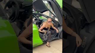 Beautiful black dress blonde getting out her McLaren at Casino #monaco #luxury #trending #lifestyle