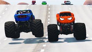 Monster Truck High Speed Racing Jumps and Crashes