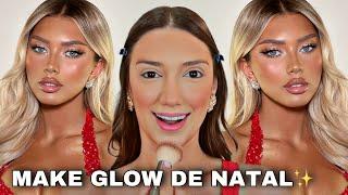 MAKE DE NATAL COM BRILHO *MAQUIAGEM GLOW PARA NATAL* FÁCIL DE FAZER *PASSO A PASSO COMPLETO*