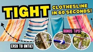 How to Setup a Tight Laundry Line in 60 Seconds: No Sagging, Easy Untie! #ridgeline