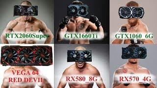 Geforce vs Radeon: 2060 Super vs Vega 64 vs 1660ti vs RX580 vs 1060 vs RX570