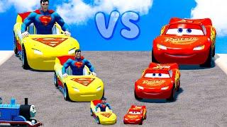 Big & Small Super Man Queen vs Big & Small McQueen vs Thomas The Train BeamNG.Drive