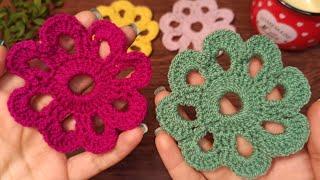 CROCHET Motif FLOWER doily Coaster/ Easy for Beginners