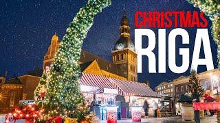 Christmas Europe, Riga Christmas market winter Riga walking, Xmas | Latvia New Year 2022 music video