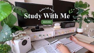 4-HOUR  Study With Me • Rain sounds + Lofi bgm • Pomodoro 50-10 • Day195