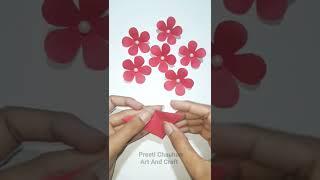 Easy Paper Flower Making Idea | How To Make 5 Petal Paper Flower | Paper Flower Craft #shorts #diy