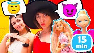 Ayşe ve Ümit ile kız oyunları. KÖTÜ VS. İYİ duydu. Barbie ve Chloe oyuncak bebekleri
