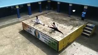 G.m.Public School Chaita Gomoh doing stretching with taekwondo boy