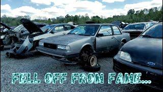 Once For Sale, Now Beaten and Rejected. 1987 Chevy Celebrity In The Junkyard