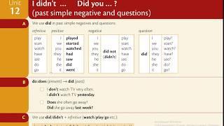 12 Unit. Essential Grammar In Use/ Past Simple negative, questions/ Простое прош время отр. и вопр.