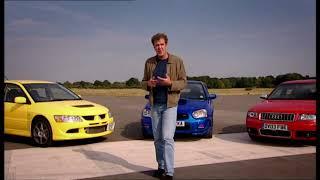 Jeremy Clarkson , Subaru Impreza, Mitsubishi EVO, Audi S4 4WD on test