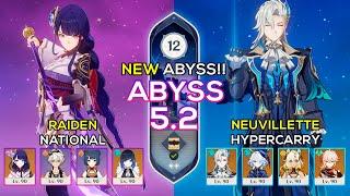 [NEW] C0 Neuvillette Hypercarry & C0 Raiden National | Spiral Abyss 5.2 | Genshin Impact