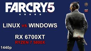 Far Cry 5 | Linux vs Windows | 1440p | RX 6700XT + Ryzen 7 5800X |