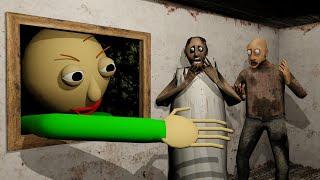 Giant Monster Baldi vs Granny and Grandpa - funny real life animation