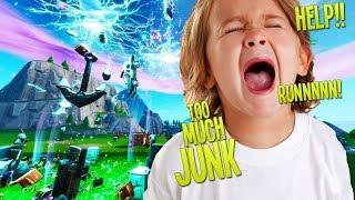 ANGRY KID GETS SWARMED with "JUNK RIFT" on FORTNITE (Funny Fortnite Trolling)