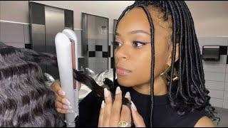 ASMR |Popular Girl In Class Straightens Your Curly/Wavy Hair In School Bathroom 