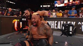 Roman Reigns attacks Solo Sikoa and The Usos on Handicap Match Summerslam 2024 Roman is back