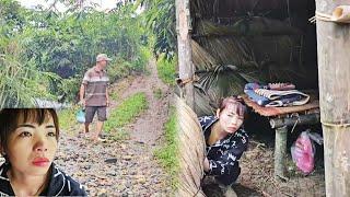 The girl ran into the tent in panic when her stepfather suddenly appeared