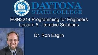 Programming for Engineers Lecture 5 - Iterative Solutions