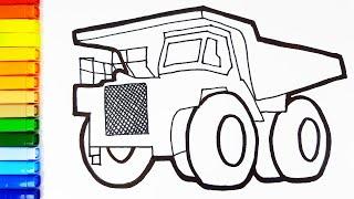 How to Draw Dump Truck Belaz Easy | Simple Drawing Ideas and Coloring Pages for Kids