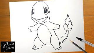 How to Draw CHARMANDER from POKÉMON Step by Step