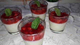 Spoon dessert ready in 10 minutes | Strawberry cold dessert | Turkish Recipes