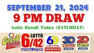 Lotto Result Today 9pm draw September 21, 2024 6/55 6/42 6D Swertres Ez2 PCSO