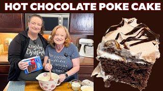 HOLIDAY HOT CHOCOLATE POKE CAKE Made Easy with Box Cake Mix